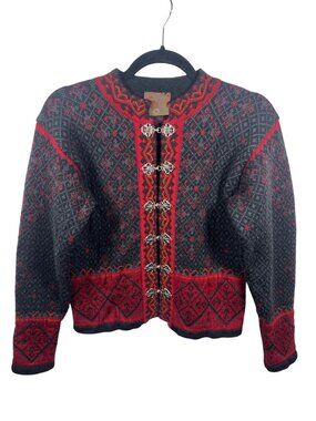 Christiania Sweater Womens Medium Norwegian Pure New Wool Cardigan Nordic Folk